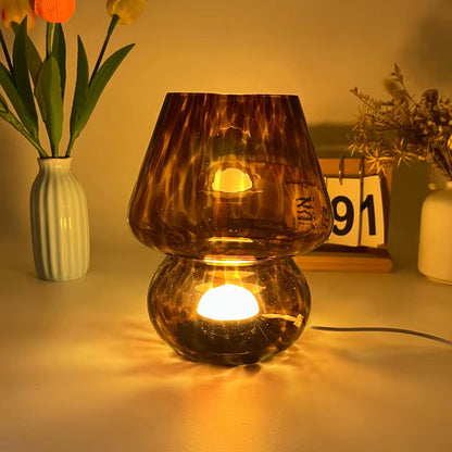 Lampa stołowa szklana w stylu vintage – Zestaw lamp do salonu z funkcją ściemniania i kompaktową podstawą, idealne do sypialni