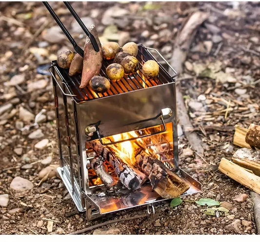 Składany Piec ze Stali Nierdzewnej na Camping – Lekki i Kompaktowy, Idealny do Grillowania i Gotowania w Plenerze 1