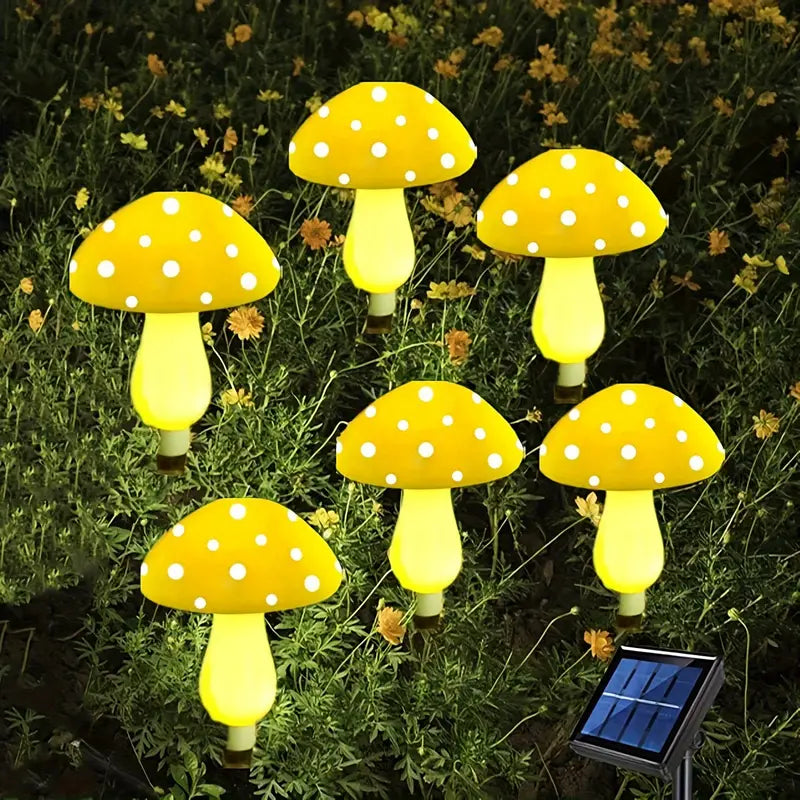 Wielokolorowe solarne grzybki ogrodowe świecące po zmroku