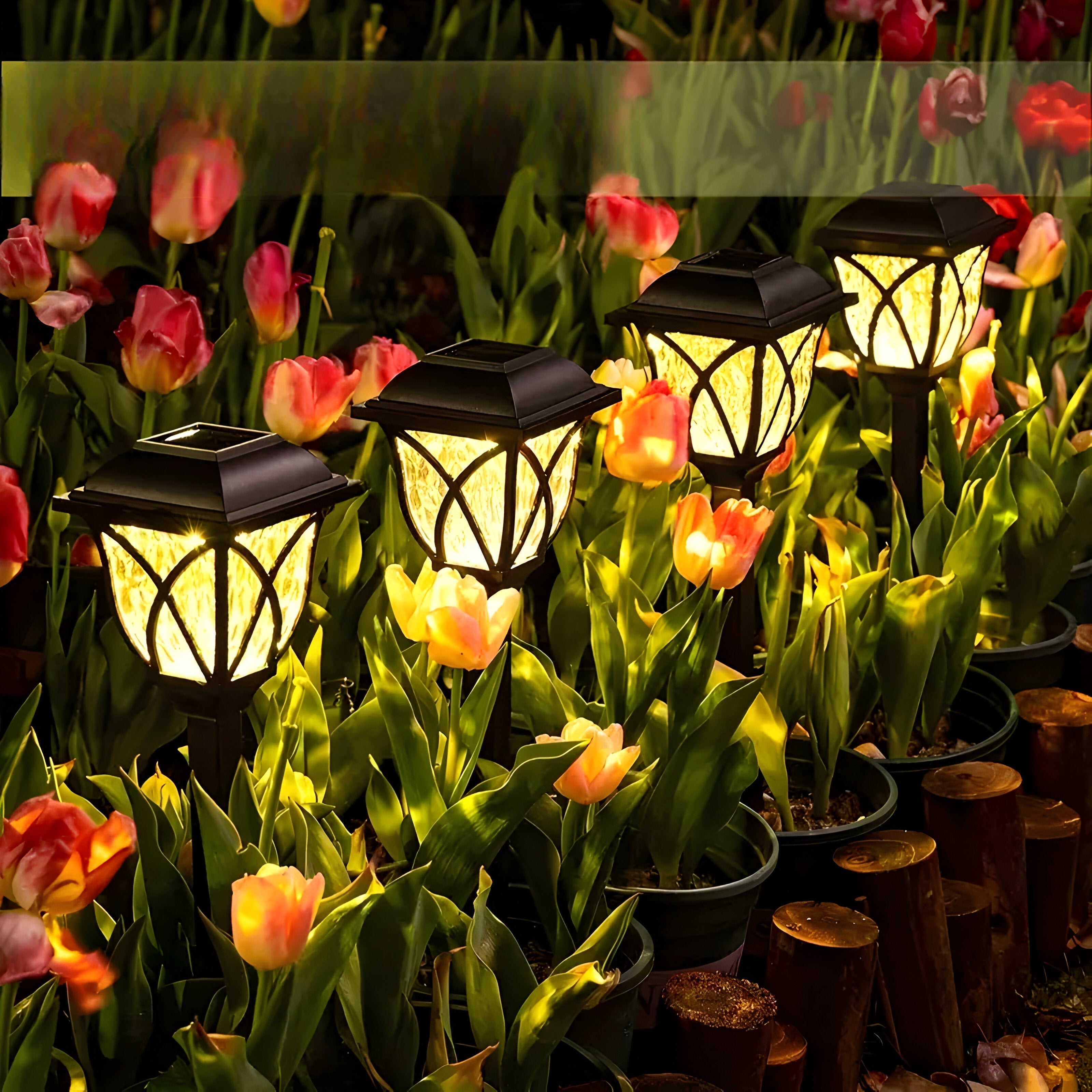 Solarne lampy ogrodowe w stylu vintage – Ekologiczne oświetlenie zewnętrzne, automatyczne, odporne na warunki atmosferyczne 2