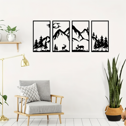 Srebrny ShadowRidge Zestaw Dekoracji Ściennej – Nowoczesny Abstrakcyjny Styl 3D do Salonu [dekoracje ścienne do salonu] 2