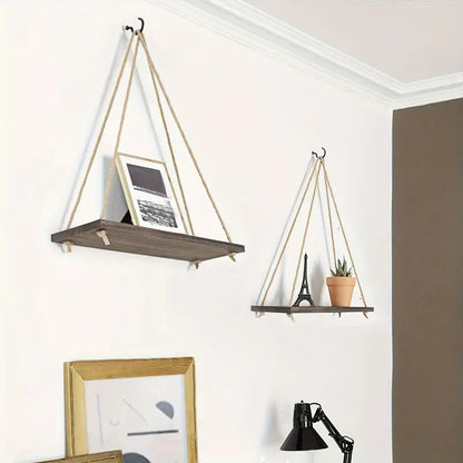 Stylowe Hänge-Pflanzenregal z Makramee – Minimalistyczny Regał do Roślin i Dekoracji, Wysokiej Jakości Drewno, Łatwy Montaż, 100x35x50 cm 3