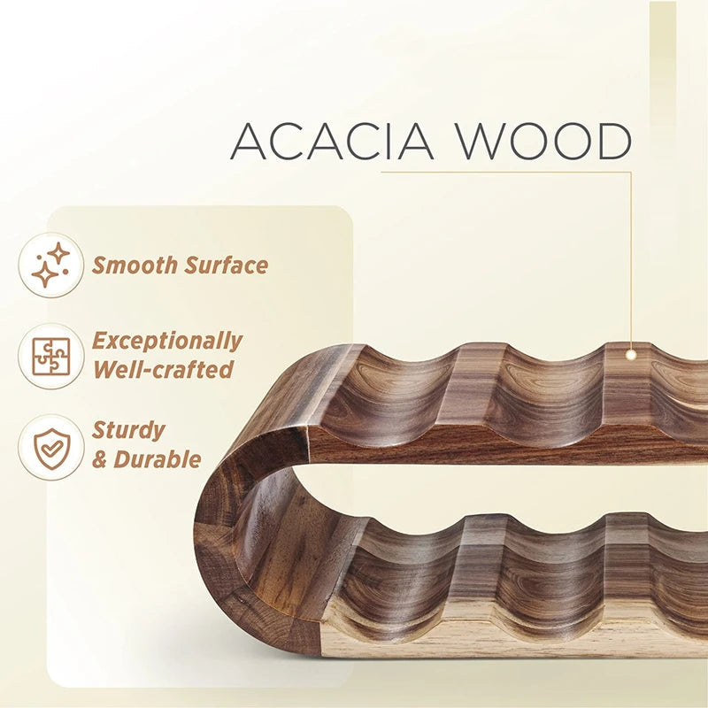 Stylowy Stojak na Wino – Elegancka Dwupoziomowa Konstrukcja na 8 Butelek z Drewna Akacjowego [stojak na wino] 2