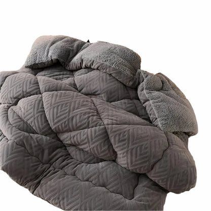 Ultra Fluff Dwu-stronna Kołdra z Fleece, Pikowana, 150x200 cm, Całoroczny Komfort, Łatwa w Pielęgnacji, Niebieska/Szara/Zielona/Khaki 0