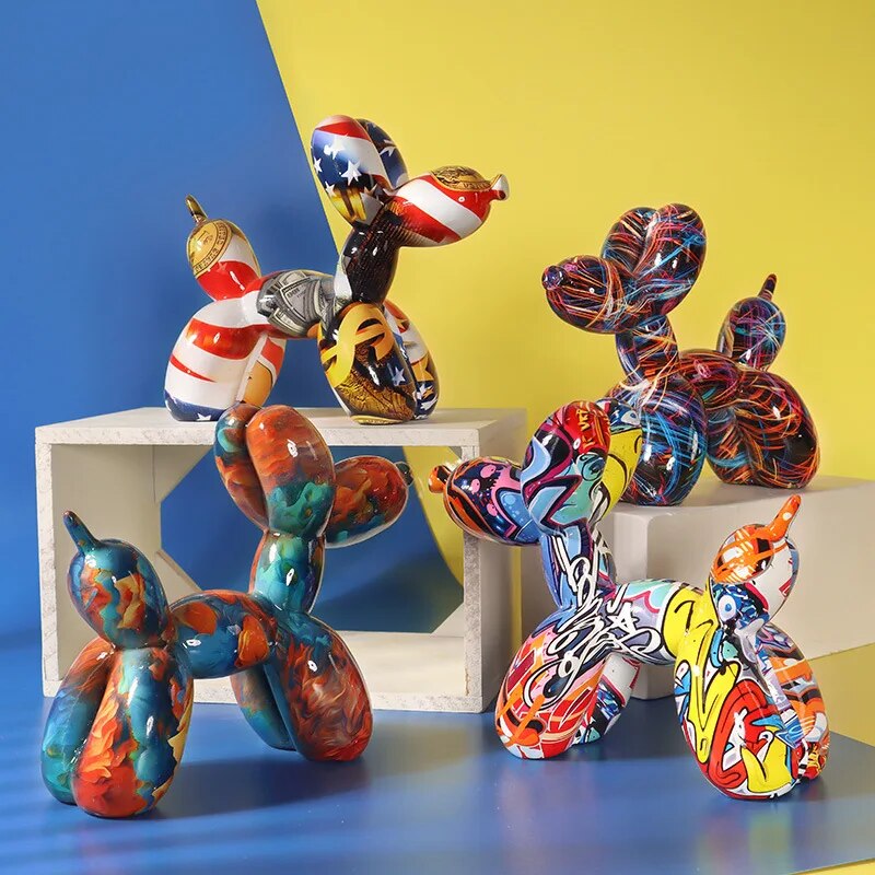 Unikalna Inflatable Dog Decoration z Wysokiej Jakości Żywicy – Ręcznie Wykonana, 21x17x9 cm, Kolorowa Figura do Wnętrz 4