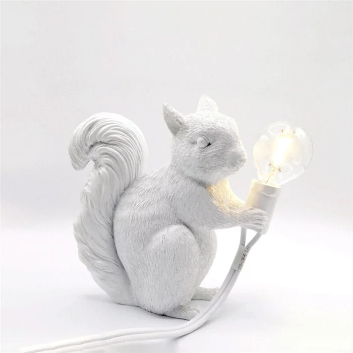Urocza Lampka Stołowa w Kształcie Wiewiórki – Minimalistyczny Design do Pokoju Dziecięcego, Ciepłe Światło, 14 cm 6