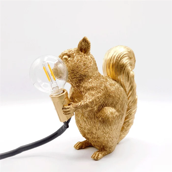 Urocza Lampka Stołowa w Kształcie Wiewiórki – Minimalistyczny Design do Pokoju Dziecięcego, Ciepłe Światło, 14 cm 7