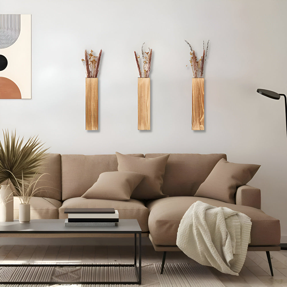 Vera Drewniany Wazon Ścienny 30 cm – Nowoczesna Półka na Rośliny z Naturalnym Ciepłem [wazon] 1