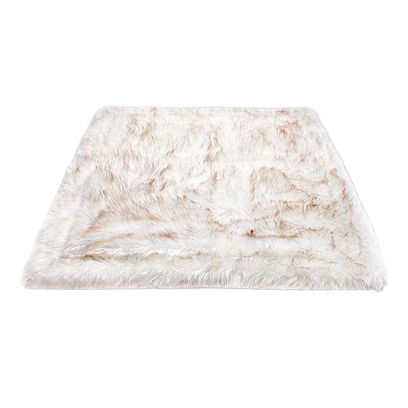 Wodoodporny Koc dla Psów z Pluszowym Imitacją Futerka – Ochrona Mebli, 75x100 cm, Biały z Brązowymi Akcentami 0