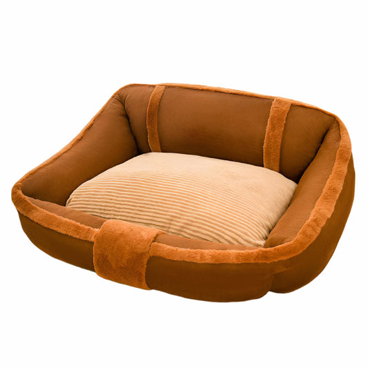 Wygodne Łóżko dla Psa w Stylu Vintage z Wysokim Oparciem i Miękkim Wykończeniem – Antypoślizgowe, Łatwe w Czyszczeniu 2