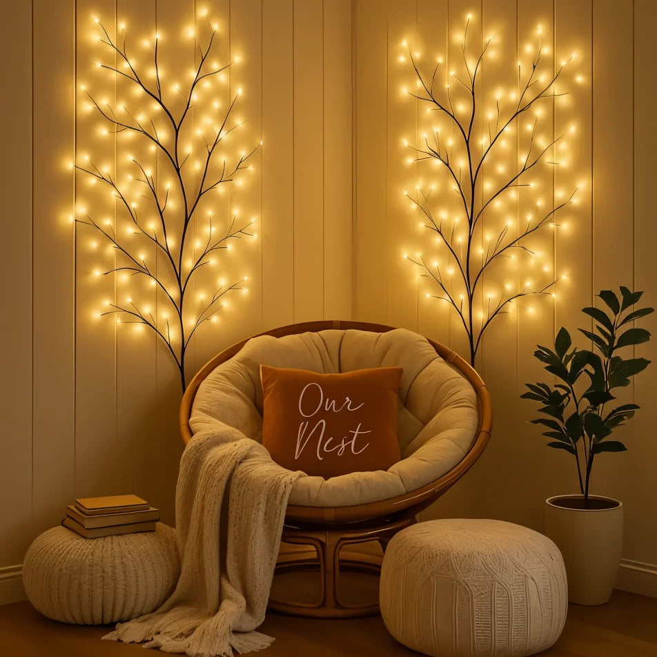 Zaczarowana Wierzba LED 230 cm z Pilotem – Dekoracyjne Oświetlenie z 5 Poziomami Jasności i Funkcją Timera, Ciepłe Białe Światło 3