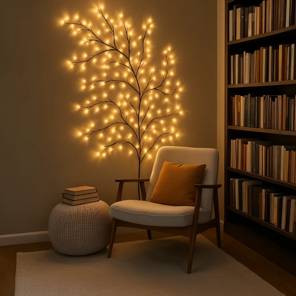 Zaczarowana Wierzba LED 230 cm z Pilotem – Dekoracyjne Oświetlenie z 5 Poziomami Jasności i Funkcją Timera, Ciepłe Białe Światło 4