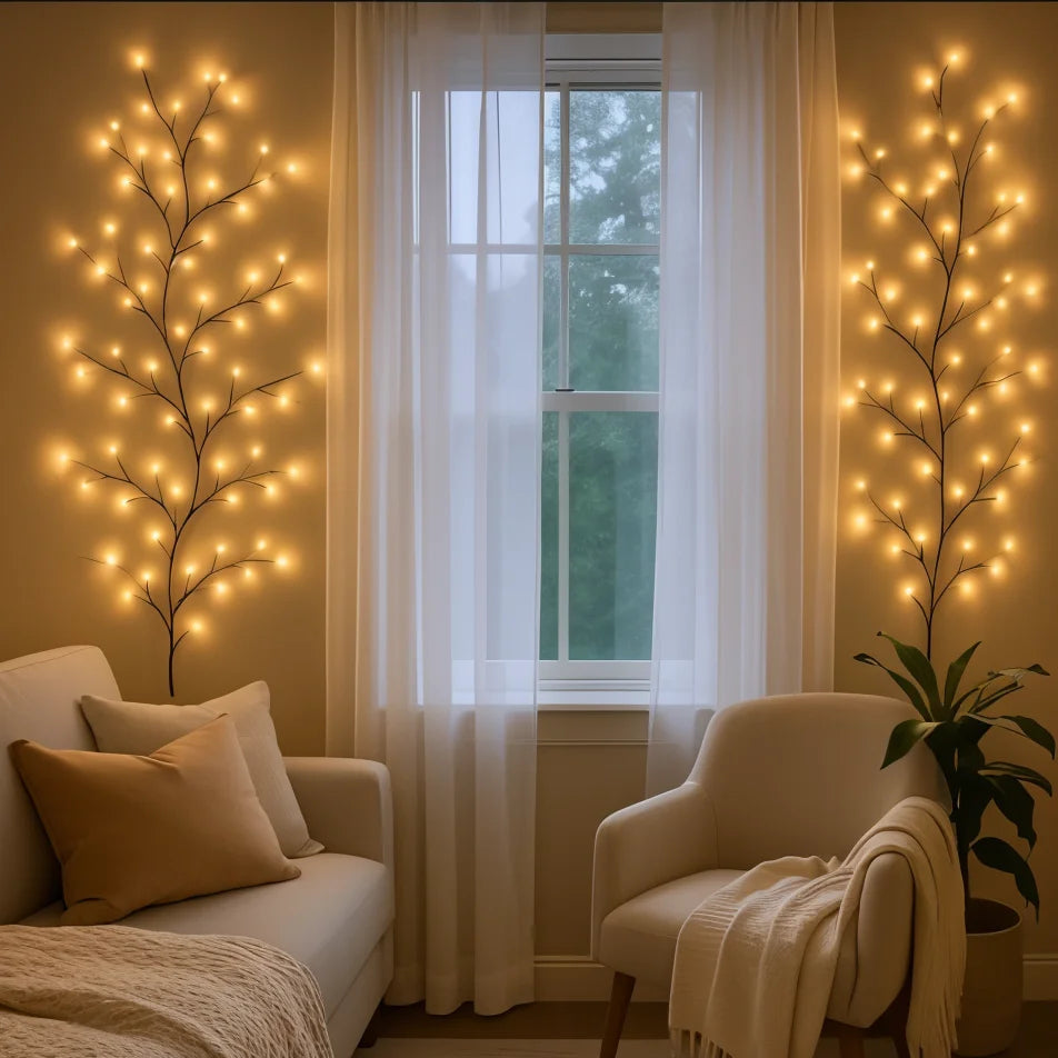 Zaczarowana Wierzba LED 230 cm z Pilotem – Dekoracyjne Oświetlenie z 5 Poziomami Jasności i Funkcją Timera, Ciepłe Białe Światło 5
