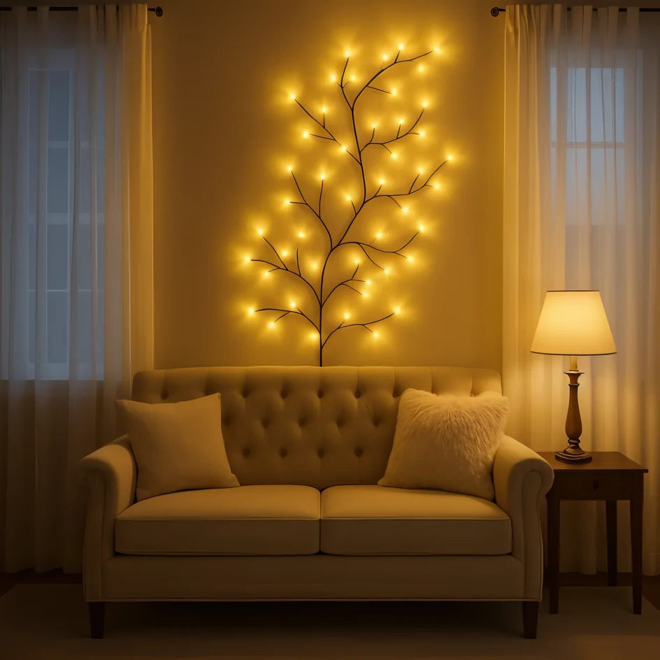 Zaczarowana Wierzba LED 230 cm z Pilotem – Dekoracyjne Oświetlenie z 5 Poziomami Jasności i Funkcją Timera, Ciepłe Białe Światło 6