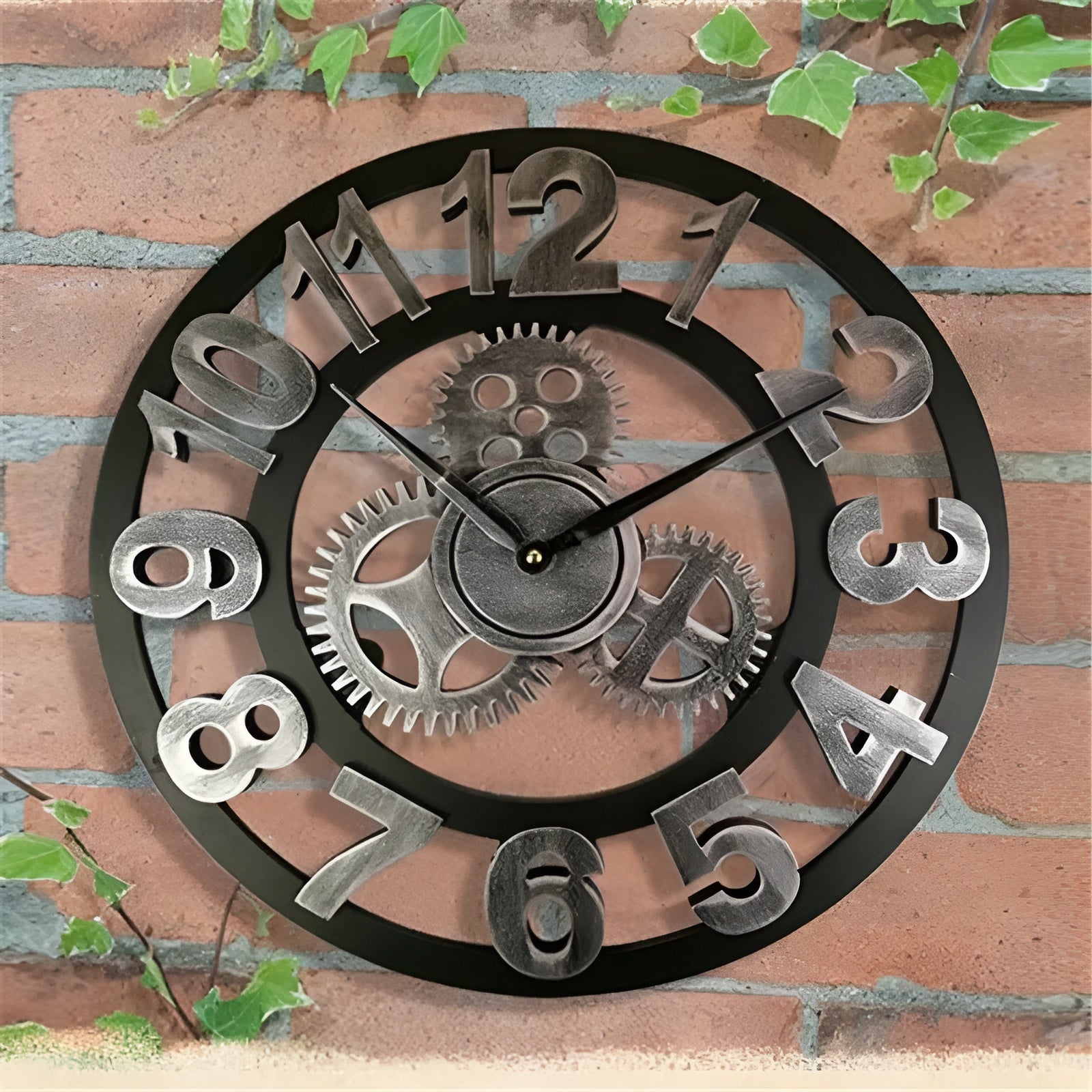 Zegar Ścienny GearSphere w Stylu Industrialnym z Mechanicznym Wzorem - Zegar na Ścianę do Salonu i Wnętrz Retro 3