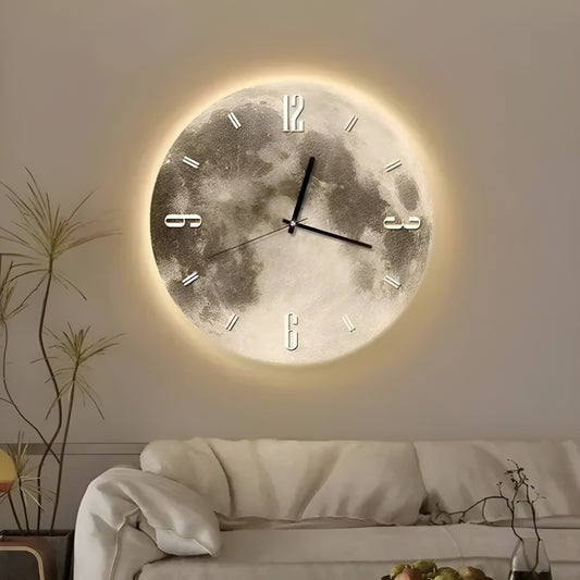 Zegar Ścienny Księżycowy 30 cm – Elegancki Zegar na Ścianę do Salonu i Sypialni, Nowoczesny Design z Drewna