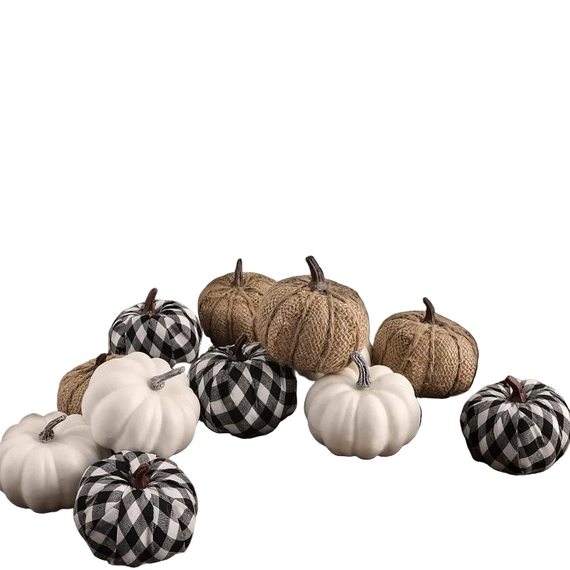 Zestaw 12 ozdobnych dyni z materiału jutowego – Idealne na Halloween i Święto Dziękczynienia 2