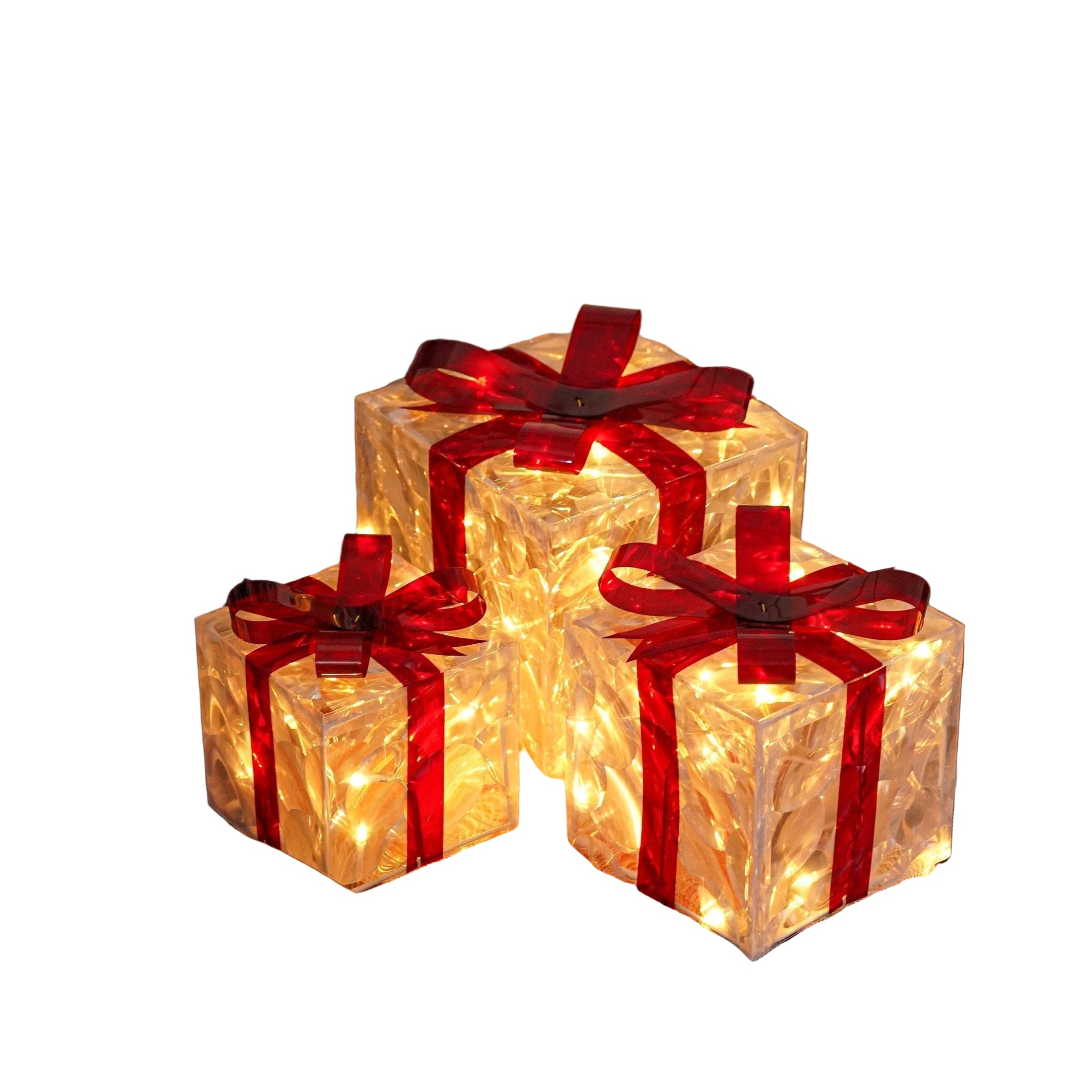Zestaw 3 LED Pudełek Dekoracyjnych na Prezenty Glowbox – Ozdobne Pudełka na Święta z Ciepłym Światłem 1