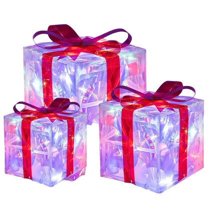 Zestaw 3 Ozdobnych Pudełek na Prezent z Podświetleniem – Idealne na Święta 10