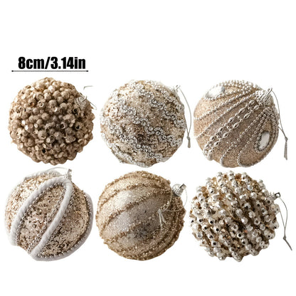 Zestaw 6 Szklanych Bombek Choinkowych w Kolorze Szampana – Eleganckie Ozdoby Choinkowe do Dekoracji Wnętrz 5