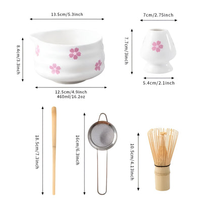 Zestaw do Parzenia Herbaty Matcha z Ceramiki, Bambusowym Whisk i Sitkiem – Elegancki Zestaw do Herbaty z Japońskim Designem 7