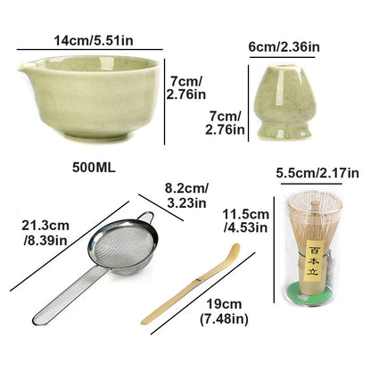 Zestaw do herbaty matcha 5-częściowy z ceramiki i bambusa – Idealny na prezent do parzenia herbaty 5