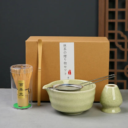 Zestaw do herbaty matcha 5-częściowy z ceramiki i bambusa – Idealny na prezent do parzenia herbaty 6