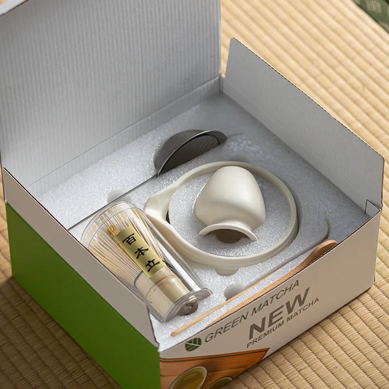 Zestaw do herbaty matcha 8-elementowy z ceramiki - Akcesoria do parzenia herbaty na prezent, tradycyjna ceremonia 5