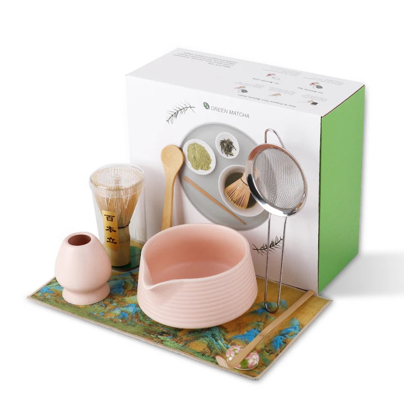 Zestaw do herbaty matcha 8-elementowy z ceramiki - Akcesoria do parzenia herbaty na prezent, tradycyjna ceremonia 7