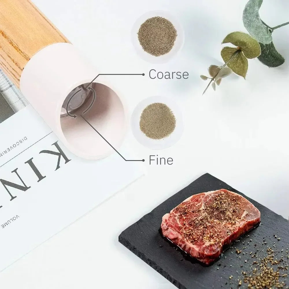 Zestaw młynków do soli i pieprzu ze szkła i stali nierdzewnej – Regulacja grubości mielenia, nowoczesny design do kuchni 4