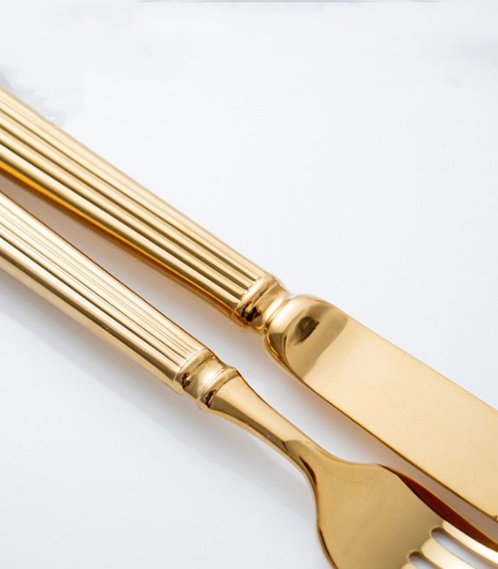 Złoty Zestaw Sztućców 16 Sztuk z Stali Nierdzewnej 18/10 – Elegancki Komplet Sztućców do Stołu, Mycie w Zmywarce 6