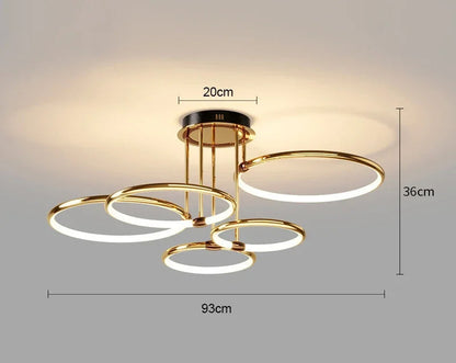 Złoty Żyrandol LED do Salonów – Nowoczesny Geometryczny Design z Przytulnym Światłem [żyrandol do salonu] 4