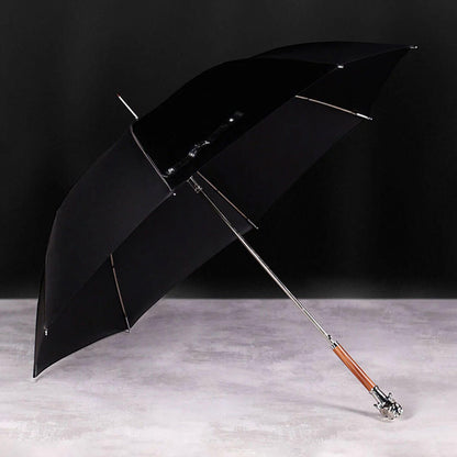 Parasol przeciwdeszczowy z rączką głowa psa w kolorze czarnym