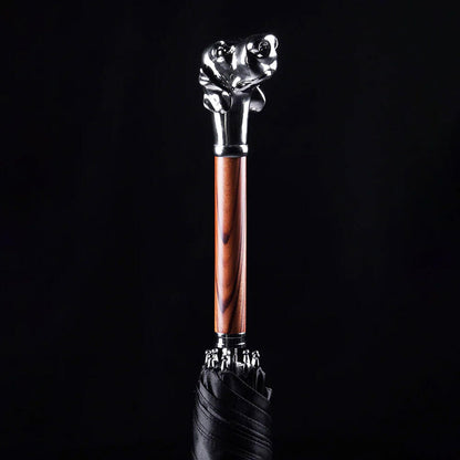 Elegancki parasol z ozdobną rączką głowa psa dla mężczyzn