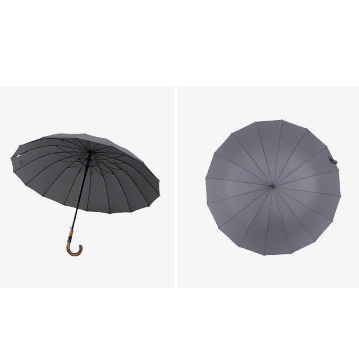 Elegancki duży parasol przeciwdeszczowy w kolorze szarym