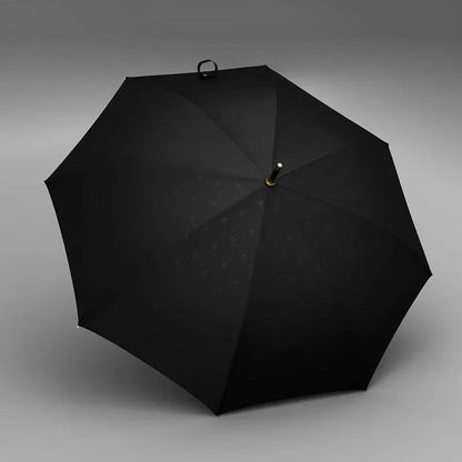 Parasol męski duży czarny z drewnianą rączką – widok boczny