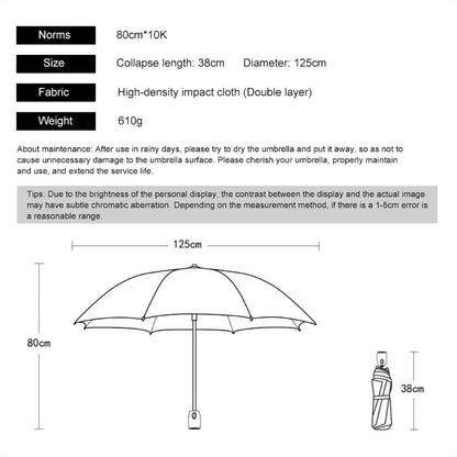 Niebieski parasol składany automatyczny z drewnianą rączką