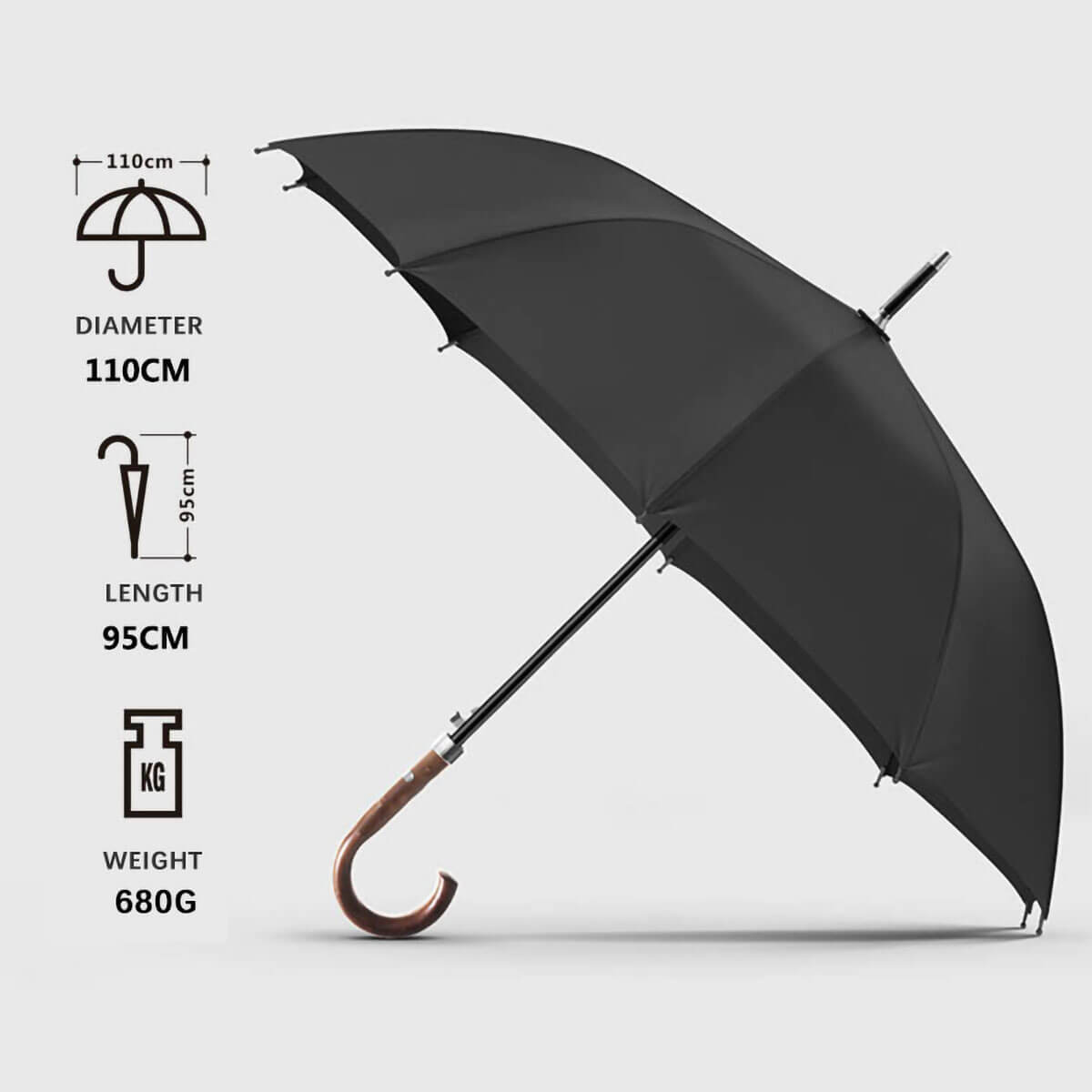Parasol męski z drewnianą rączką ręcznie wykończoną