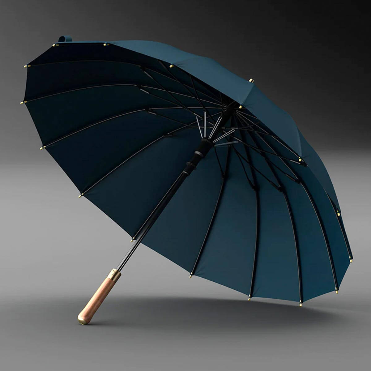 Solidny parasol z drewnianą rączką na co dzień