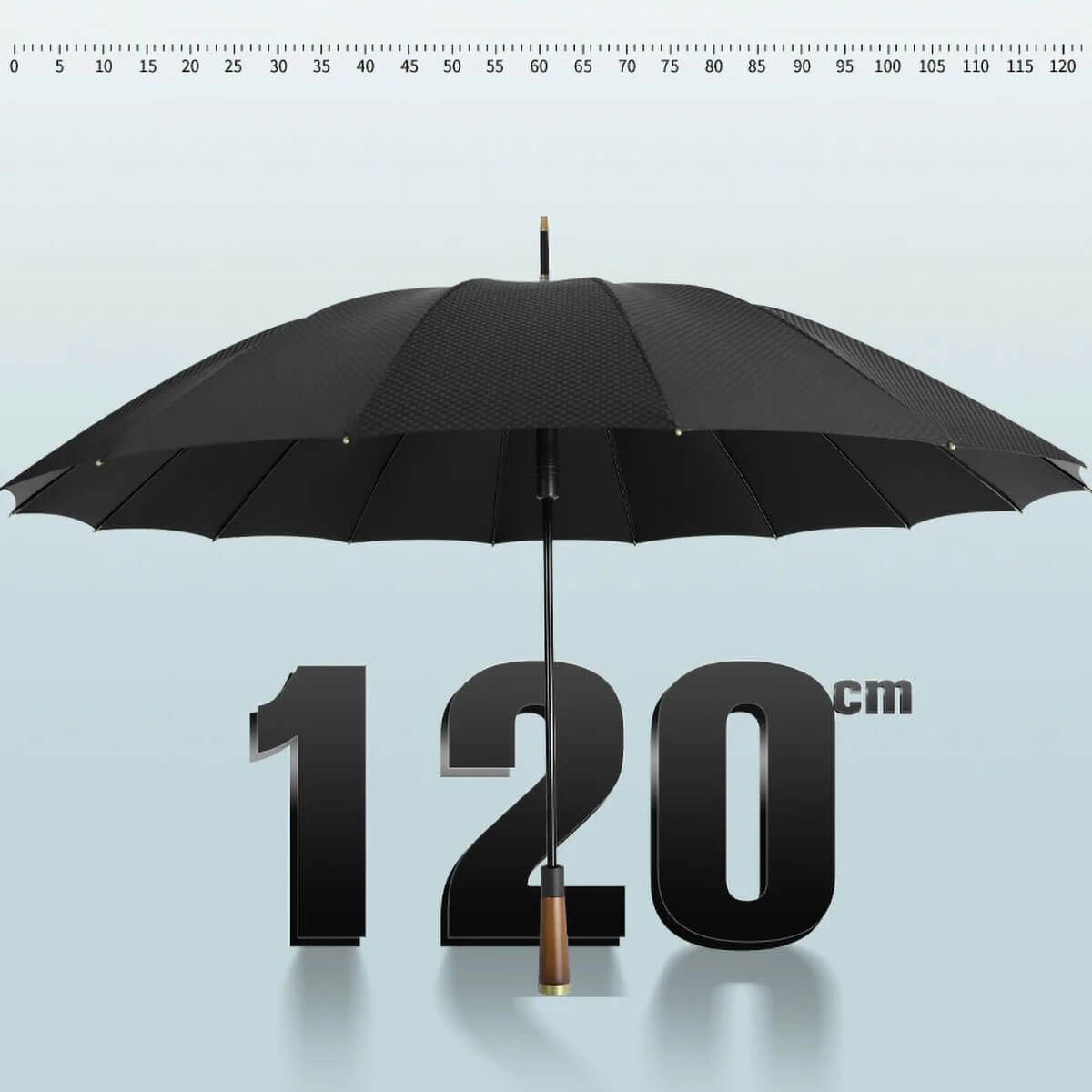 Parasol długi z drewnianą rączką w użyciu