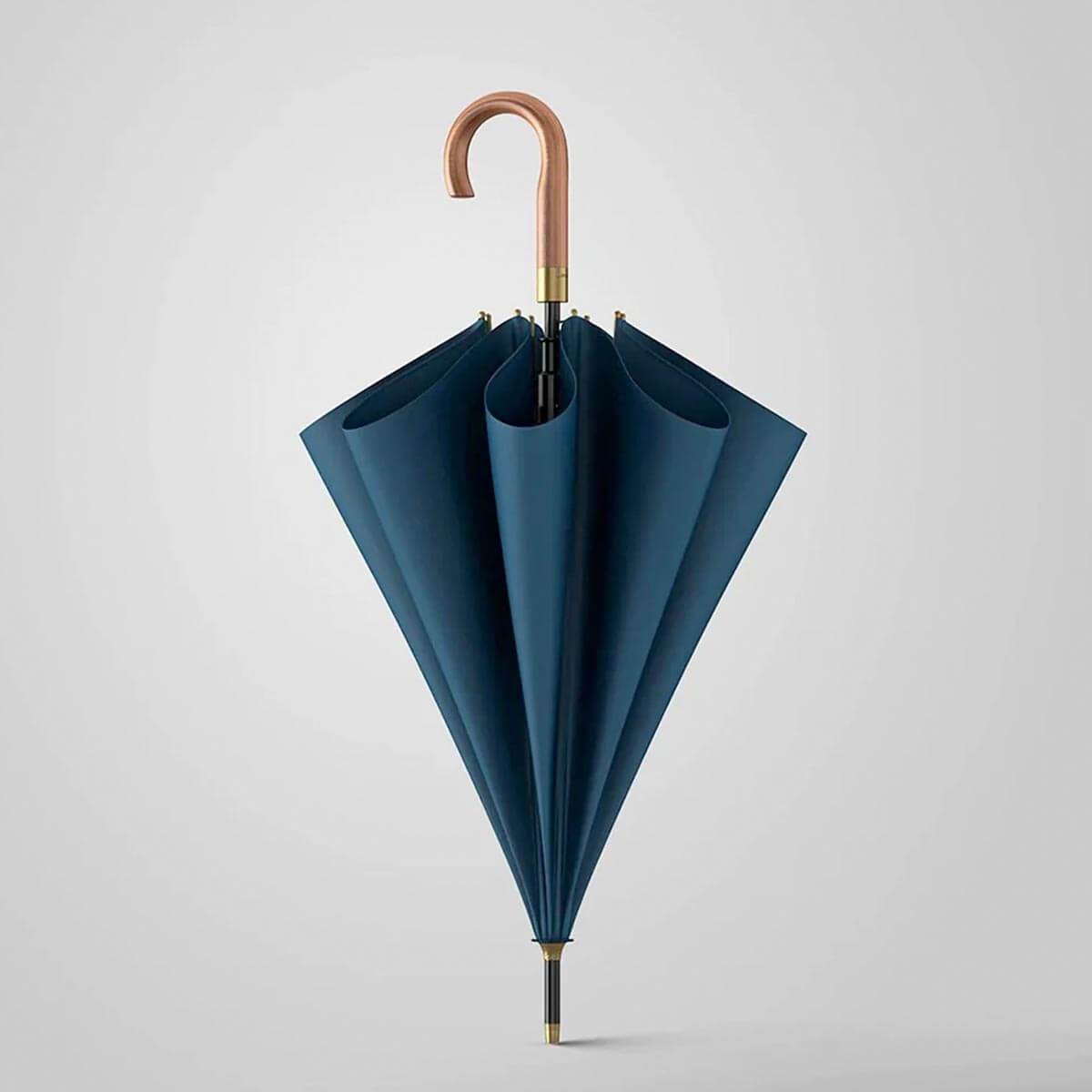 Stylowy parasol przeciwdeszczowy z drewnianą rączką
